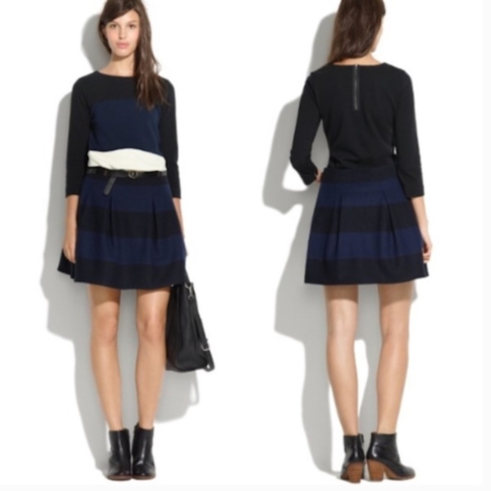 Madewell | Striped Pleat Skirt Wool Blend Mini 2